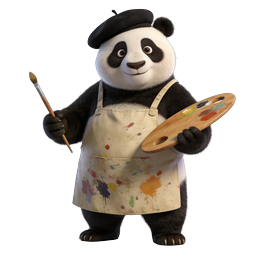 Cute Panda Artist Icon | Creative 3D Render Character