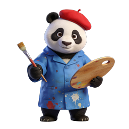Cute Panda Artist Painter 3D Icon | Creative Character