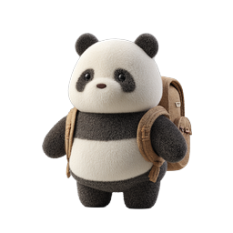 Cute Panda Backpack Icon - Adorable 3D Animal Mascot