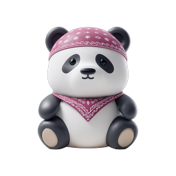 Cute 3D Panda with Bandana Icon - Adorable Animal Character