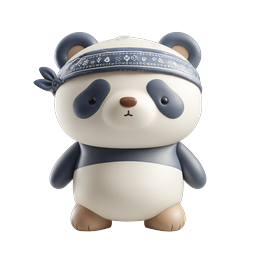 Simpatica mascotte Panda con bandana - Icona 3D in argilla