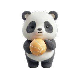 Icono 3D de panda lindo jugando al baloncesto