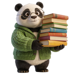 Scholar Panda with Books - Cute 3D Education Icon