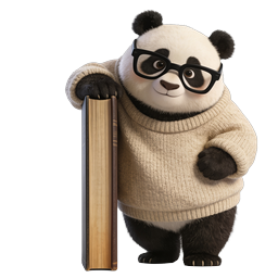 Cute Panda Bookworm Icon - 3D Realistic Character with Glasses