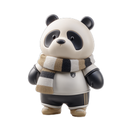Adorable 3D Panda Character Figure with Winter Scarf