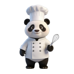 Adorable 3D Panda Chef Icon with Whisk