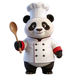 Adorable 3D Panda Chef Character Icon with Wooden Spoon
