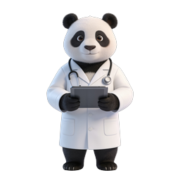 Icône de panda médecin mignon 3D - mascotte médicale
