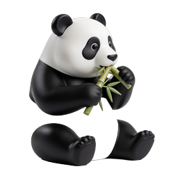 Icono 3D lindo de panda comiendo bambú - Mascota de vida silvestre