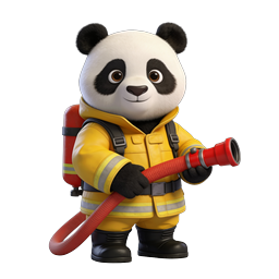 Icono de personaje de panda bombero lindo - Estilo de arcilla 3D