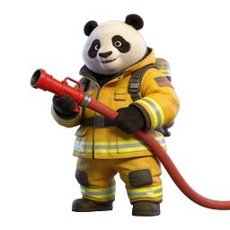 Panda Firefighter Icon | Hero Character in Yellow Gear