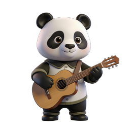 Cute Panda Playing Guitar Icon for Creative Use