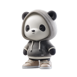 Cute Panda Hoodie Character 3D Icon