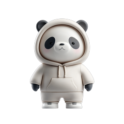 Adorable Panda Hoodie 3D Character Icon - Cute Mascot