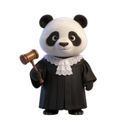 Cute Panda Judge Character with Gavel | Legal Icon