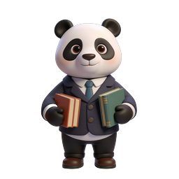 Cute Panda Librarian 3D Icon | Books & Education