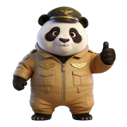 Cute Panda Pilot Military Character Icon - 3D Render