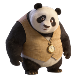 Dapper Panda Character with Vintage Pocket Watch Icon