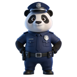 Cute Panda Police Officer 3D Character Icon