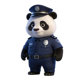 Cute Panda Police Officer 3D Cartoon Icon