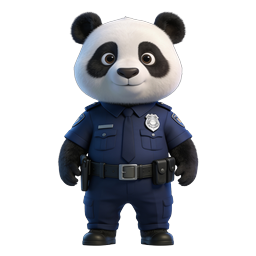 Cute Panda Police Officer 3D Cartoon Icon Mascot