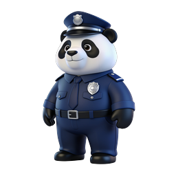 Cute Panda Police Officer 3D Character Icon