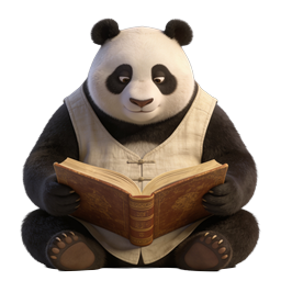 Cute Panda Reading Book 3D Realistic Icon