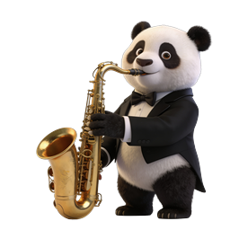 Cute Panda Playing Saxophone in Tuxedo Icon