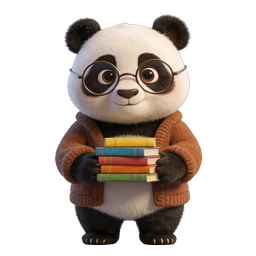 Cute Panda Scholar with Books 3D Icon - Education Mascot