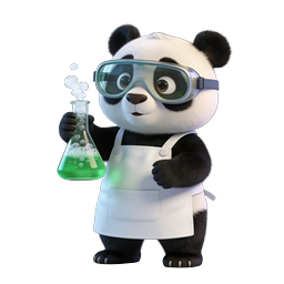 Cute Panda Scientist 3D Icon with Green Chemistry Flask