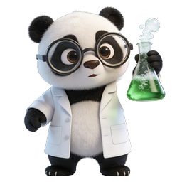 Cute Panda Scientist with Green Beaker - 3D Icon