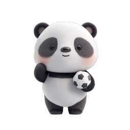 Icona 3D di un panda carino che gioca a calcio