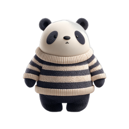 Ícone de panda fofo usando suéter listrado de tricô