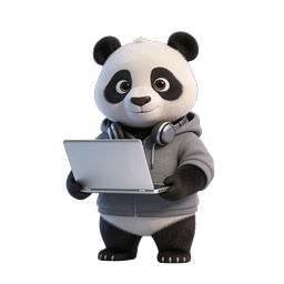 Cute 3D Panda Tech Worker with Laptop Icon