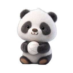 Cute Baby Panda Playing Volleyball - Adorable Sports Icon