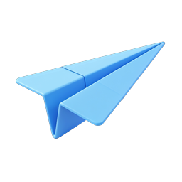 Icono de avión de papel azul 3D para mensajería y viajes