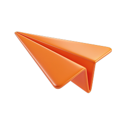 ไอคอนเครื่องบินกระดาษสีส้ม 3D | สัญลักษณ์ส่งและข้อความ