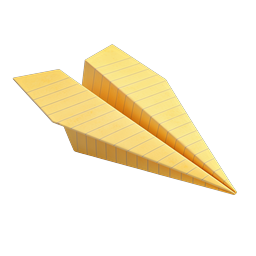 Paper Airplane Icon - 3D Realistic Notebook Paper Design