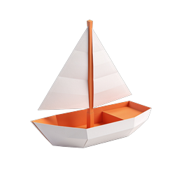 Icône de bateau en papier origami | Design nautique 3D