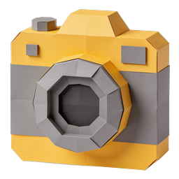 Paper Craft Camera Icon - Origami Style 3D Design