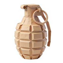 Paper Origami Grenade 3D Icon - Kraft Cardboard Texture