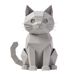 Paper Craft Geometric Cat 3D Icon