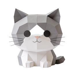 Adorable Papercraft Cat Icon - 3D Geometric Pet Design
