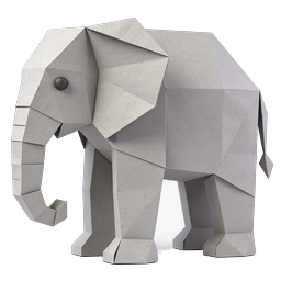Ícone de Elefante de Papel - Design de Origami 3D de Vida Selvagem