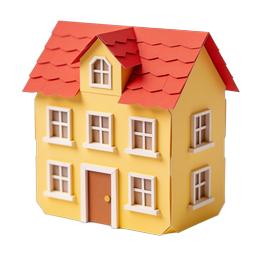 Charmantes Papierbastelhaus-Icon | 3D Miniaturhaus