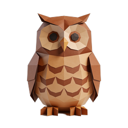 Paper Craft Owl Icon - Origami Style 3D Design