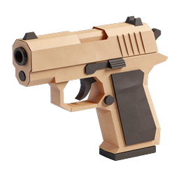 Paper Craft Pistol Icon - Low Poly 3D Cardboard Gun