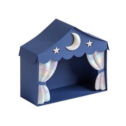 3D-Icon eines Papierbastel-Puppentheaters