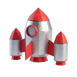 Paper Craft Rocket Icon - 3D Space Launch Design