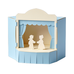 Papierbastel-Spielzeugtheater-Icon mit Puppenbühne